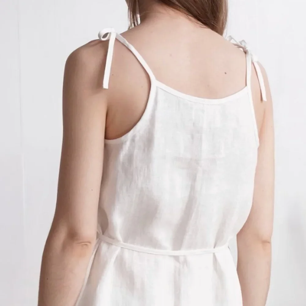 Dusty Aqua Linen Sundress M - Picture 7 of 7